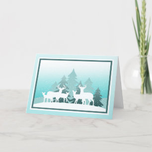 Rendieren, bomen en sneeuwvlokken feestdagen kaart