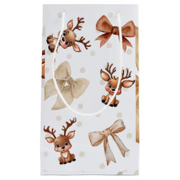 Rendieren en Bogen Coquette Gift Bag Klein Cadeauzakje