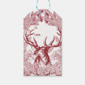 Rendieren en dennen kochten rustieke kerst cadeaulabel (Voorkant)