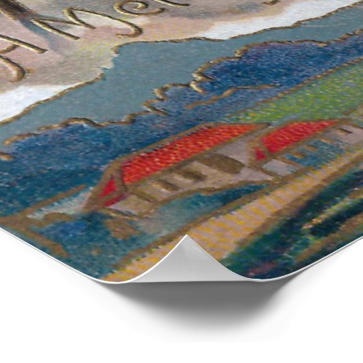 rendieren en kerstman uit voor levering poster (Hoek)