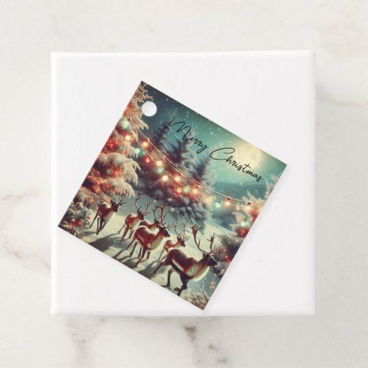 rendieren en kerstverlichting bedankjes labels (In situ)