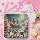 rendieren en kerstverlichting papieren bordje (Feest)