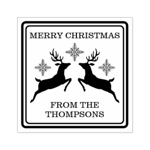 Rendieren en sneeuwvlokken feestelijk Vrolijk Kers Rubberstempel