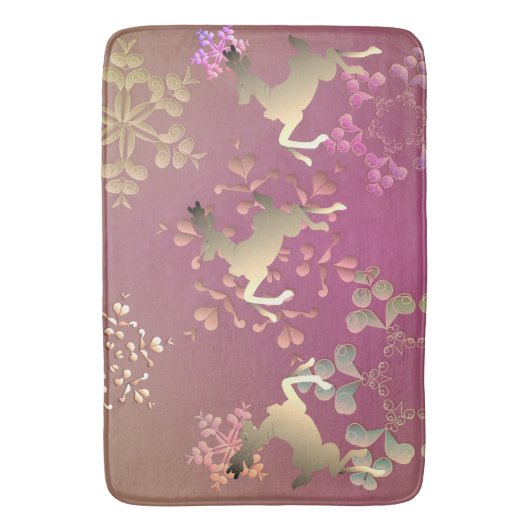 rendieren en sneeuwvlokken op gradiënt-Paars Badmat (Voorkant Verticaal)