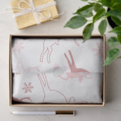 Rendieren en sneeuwvlokken Roze Bruin Witte Kerst Tissuepapier (Geschenk)