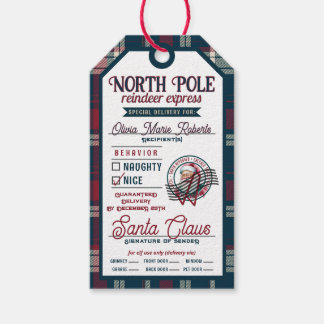 Rendieren Express Santa Claus Plaid Kerstmis Cadeaulabel