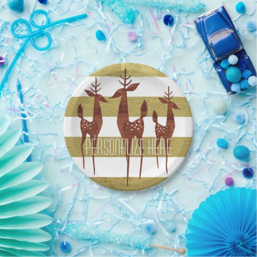 Rendieren  goud en wit gestreept elegant papieren bordje (Feest)