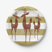Rendieren  goud en wit gestreept elegant papieren bordje (Voorkant)