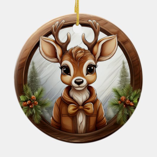 Rendieren, Herten, Antlers, Fawn, Doe Rustiek 🦌🎄 Keramisch Ornament (Achterkant)