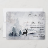 Rendieren in de Wild Grey Waterverf Bruiloft Kaart (Voorkant)