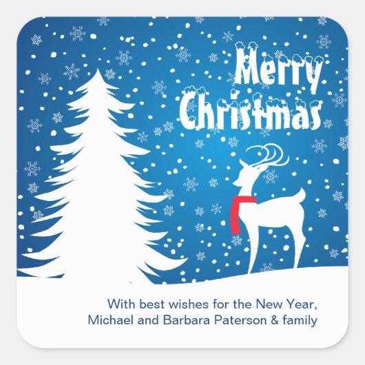 Rendieren in het Sneeuw Kerst sticker (Voorkant)