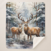 Rendieren in Winter Wonderland Sherpa Deken (Voorkant)