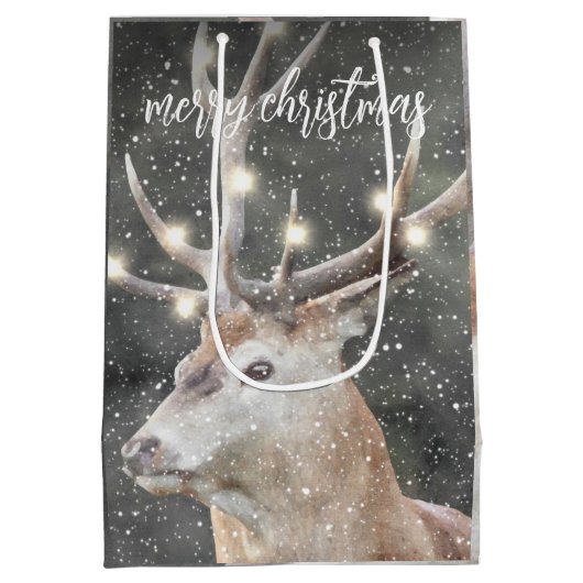 rendieren in wintersneeuwkerst medium cadeauzakje (Achterkant)