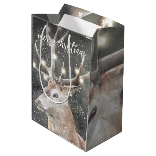 rendieren in wintersneeuwkerst medium cadeauzakje (Achterkant Gekanteld)