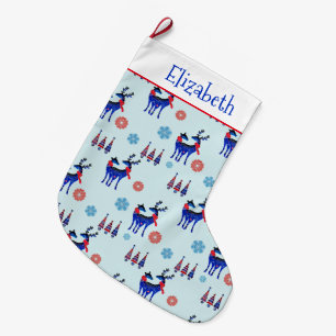 rendieren, kerstbomen en sneeuwvlokken grote kerstsok