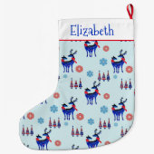 rendieren, kerstbomen en sneeuwvlokken grote kerstsok (Achterkant)