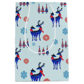rendieren, kerstbomen en sneeuwvlokken medium cadeauzakje (Voorkant)