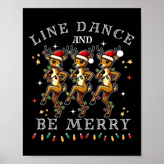 Rendieren lijn dansen en wees vrolijk kerstfeest poster (Voorkant)