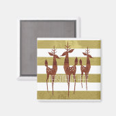 Rendieren midden eeuw goud en wit gestreept magneet (Voorkant / Achterkant)