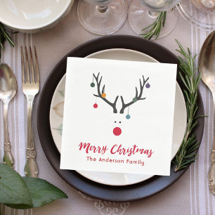 Rendieren modern wit rood kerstdiner servetten