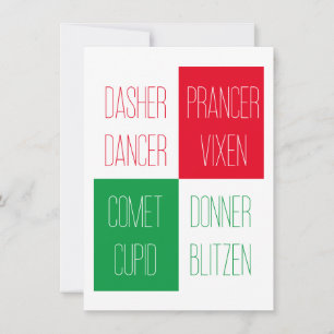 RENDIEREN NAMEN Platte Kerst Kaart 4.25x6.25