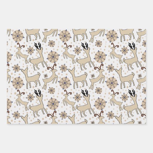 rendieren op blauw en bruin inpakpapier vel (Voorkant 3)