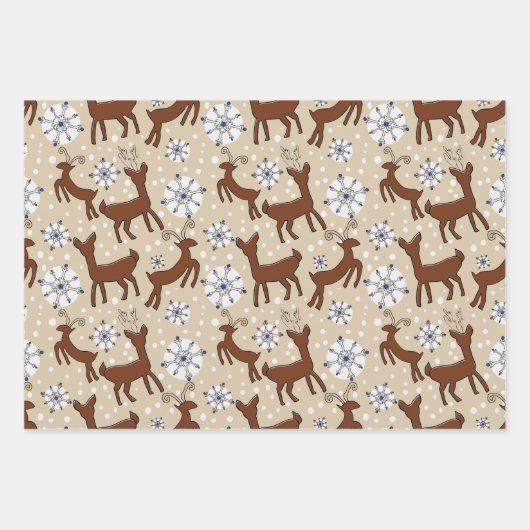 rendieren op blauw en bruin inpakpapier vel (Voorkant)