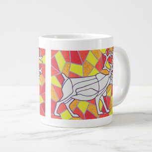 rendieren op Glas in lood Extra Grote Mok