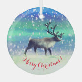 rendieren op winterdag glas ornament (Voorkant)