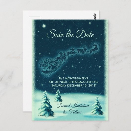 Rendieren Pulling Sinterklaas Xmas Save the Date Briefkaart (Voorkant / Achterkant)