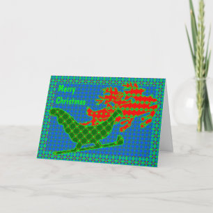 Rendieren & slee quilt feestdagen kaart