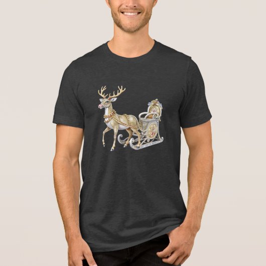 Rendieren Sleigh Mannen Tri-Blend Shirt (Voorkant)