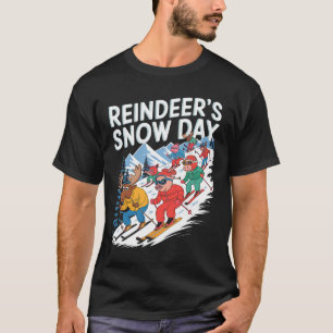 Rendieren Sneeuw Dag Winter Skidieren T-shirt