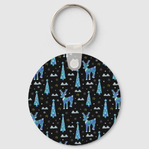 Rendieren, sneeuwvlokken, kerstpatroon sleutelhanger