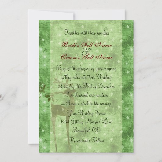 rendieren vakantie winter bruiloft uitnodiging (Voorkant)