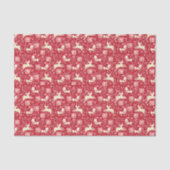 Rendieren & vogels rood kerstpapier tissuepapier (Voorkant)