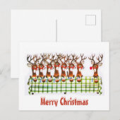  rendieretjes met een rudolf kerstmis briefkaart (Voorkant / Achterkant)