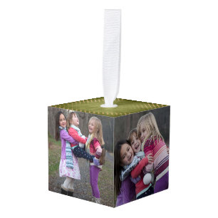  rendierfamilie foto's kubus ornament