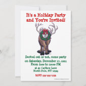 Rendierfeest in Santa Hat Holiday Kaart (Achterkant)