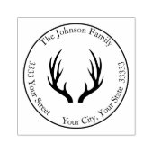 Rendiergeweien Ronde Retouradres Rubberstempel (Afrduk)