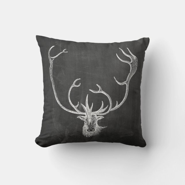  rendierhoofd Antler Chalkboard Kussen (Voorkant)