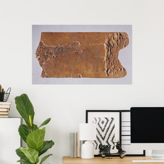 rendierhoorn gekaard met herten en luipend poster (Thuiskantoor)
