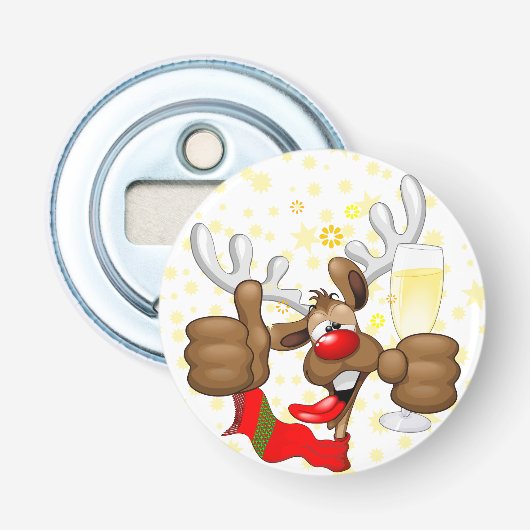 rendierlijk Drink grappig kerstteken Button Flesopener (Voorkant)