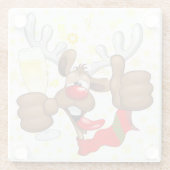 rendierlijk Drink grappig kerstteken Glazen Onderzetter (Achterkant)