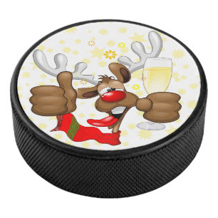 rendierlijk Drink grappig kerstteken Hockey Puck
