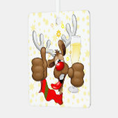 rendierlijk Drink grappig kerstteken Metalen Ornament (Voorkant links)