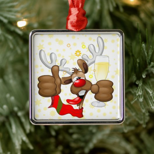 rendierlijk Drink grappig kerstteken Metalen Ornament (Boom)