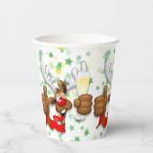 rendierlijk Drink grappig kerstteken Papieren Bekers (Voorkant)
