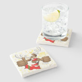 rendierlijk Drink grappig kerstteken Stenen Onderzetter (Zijkant)