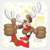 rendierlijk Drink grappig kerstteken Vierkante Sticker (Voorkant)